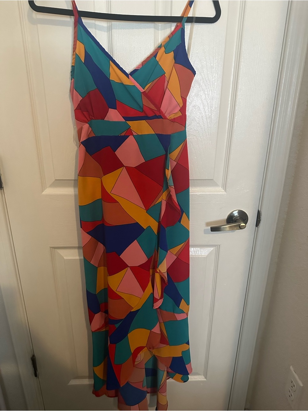 Colorblock Geo-Print Spaghetti Strap Maxi Dress - Multicolor